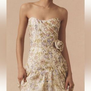 V. Chapman Rosamund Organza Strapless Corset Drop-Waist Maxi Gown - Size 6